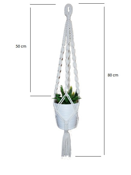 Kwietnik makrama z plecionego sznurka 80cm