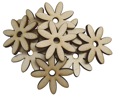 Kwiatek drewniany dekor decoupage 4 cm 10szt