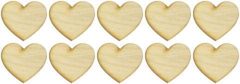 Serce drewniane pełne dekor decupage 5x4,4cm 10szt