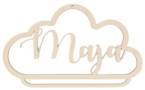 Drewniana chmurka z imieniem zawieszka łapacz snów