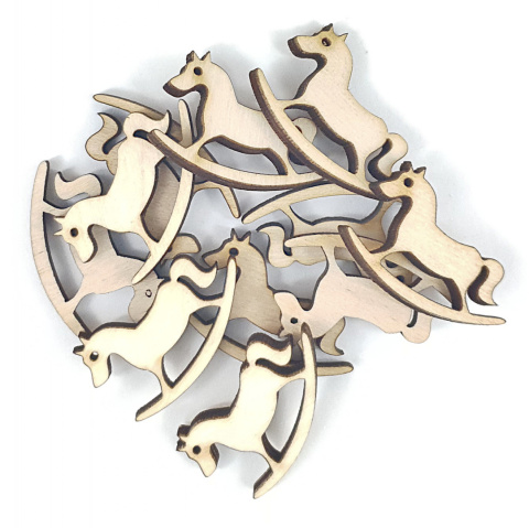 Dekor drewniany Konik decoupage scrapki 10 szt 3x2