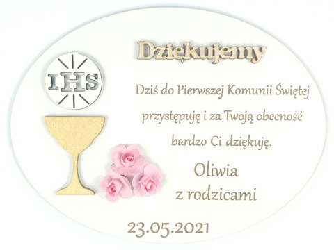 Podziękowanie Pierwsza Komunia Święta + Podstawka