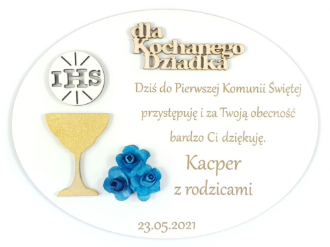 Podziękowanie Pierwsza Komunia Święta + Podstawka