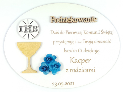 Podziękowanie Pierwsza Komunia Święta + Podstawka