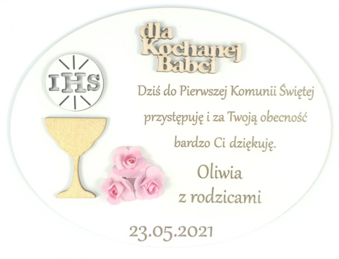 Podziękowanie Pierwsza Komunia Święta + Podstawka