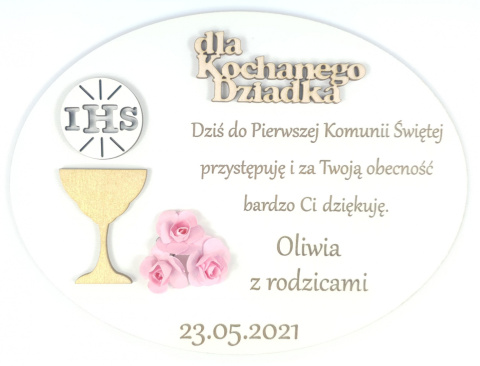 Podziękowanie Pierwsza Komunia Święta + Podstawka
