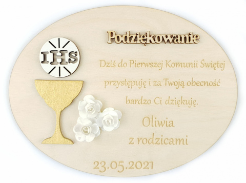 Podziękowanie Pierwsza Komunia Święta + Podstawka