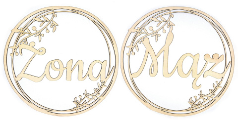 Dekoracje na wesele Koła Mąż Żona 40cm Zestaw 2szt