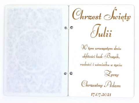 Pamiątka Chrztu Świętego Kartka na Chrzest Prezent