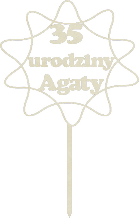 Topper na tort URODZINY z imieniem WZORY napis