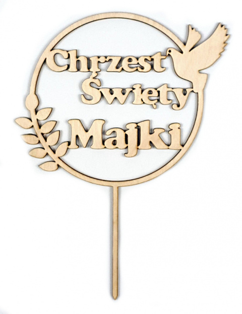 Topper dekoracja Chrzest Święty imię na tort 18x25