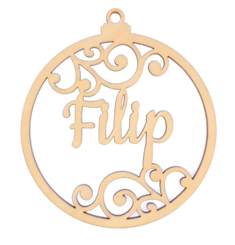 Drewniana Bombka Choinkowa z Imieniem 10cm Święta Wzory Prezent Boże Narodzenie