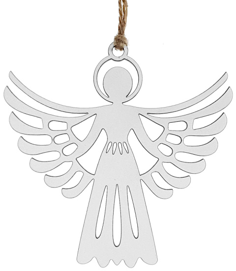 Bombki Anioły Białe Zawieszki 10cm na Choinkę Boże Narodzenie 8 sztuk na prezent + sznurek