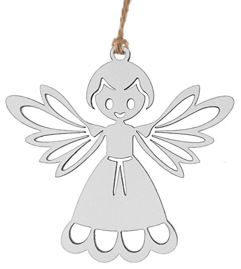 Bombki na Choinkę Anioły Białe Zawieszki 10cm Boże Narodzenie 8 sztuk na prezent + sznurek