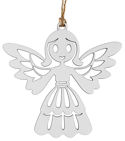 Bombki na Choinkę Anioły Białe Zawieszki 10cm Boże Narodzenie 8 sztuk na prezent + sznurek