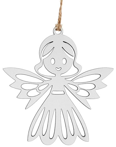 Bombki na Choinkę Anioły Białe Zawieszki 10cm Boże Narodzenie 8 sztuk na prezent + sznurek