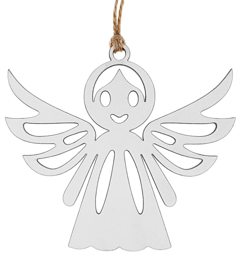 Bombki na Choinkę Anioły Białe Zawieszki 10cm Boże Narodzenie 8 sztuk na prezent + sznurek