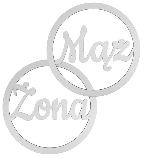 Dekoracje Weselne Koła MAŻ ŻONA Białe 30cm Zestaw Obręcze Ślubne