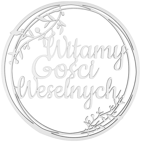 Dekoracje Weselne Koło Witamy Gości Weselnych BIAŁY 40cm Obręcz Ślub Ozdoba Napis