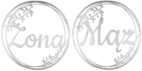 Dekoracje weselne Koła Mąż Żona SREBRNE 40cm 2 szt