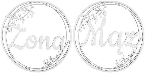 Dekoracje Weselne Koła Mąż Żona BIAŁE 40cm Zestaw Ślubne Napisy