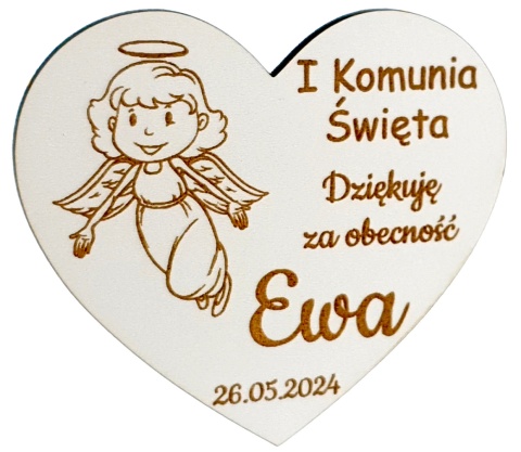 Podziękowania Na Komunię Magnes Dla Gości 5 szt. Grawer Białe