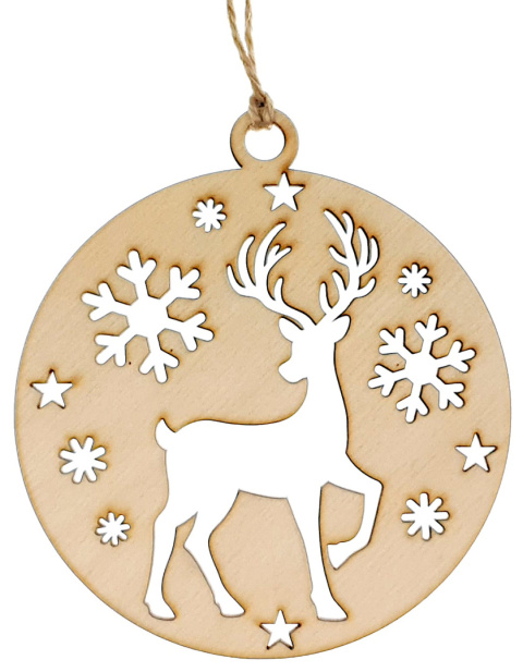 Bombki Choinkowe Zawieszki Drewniane Na Boże Narodzenie Święta zestaw 8 sztuk 10cm