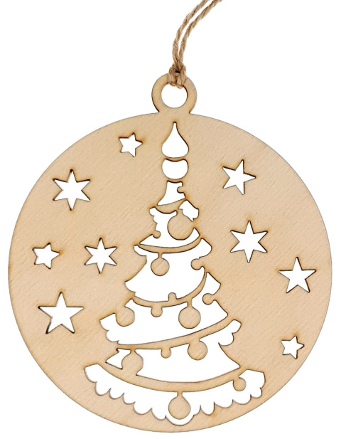 Bombki Choinkowe Zawieszki Drewniane Na Boże Narodzenie Święta zestaw 8 sztuk 10cm