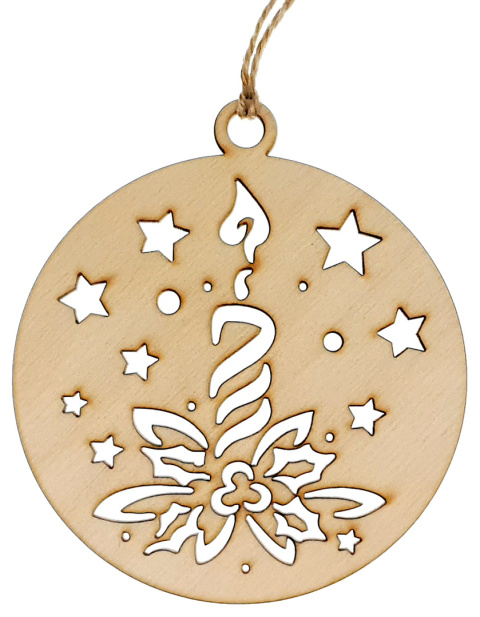 Bombki Choinkowe Zawieszki Drewniane Na Boże Narodzenie Święta zestaw 8 sztuk 10cm