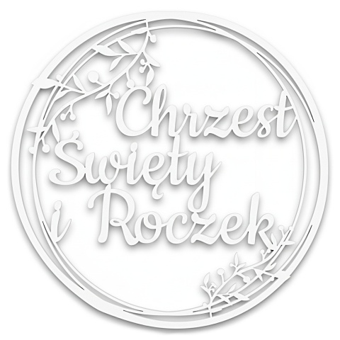 Chrzest Święty i Roczek Biała Obręcz 40cm Napis na Chrzest i Pierwsze Urodziny