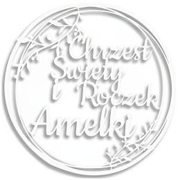 Chrzest Święty i Roczek z imieniem, Biały 30cm - Obręcz, Dekoracja na Chrzest