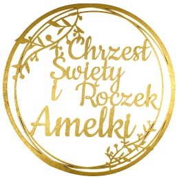 Chrzest Święty i Roczek z imieniem, Złoty 30cm - Obręcz, Dekoracja na Chrzest