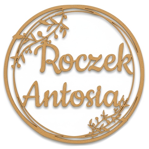 Dekoracja na Roczek z Imieniem HDF Obręcz 40cm Napis na Pierwsze Urodziny