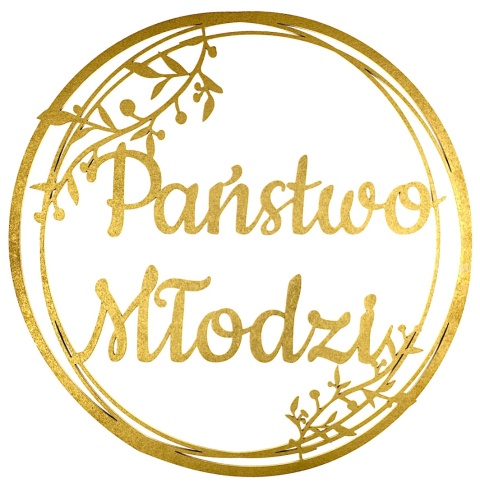 Dekoracje Weselne Koło Państwo Młodzi ZŁOTY 40cm Obręcz Ślub Ozdoba Napis