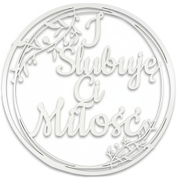 Dekoracje Weselne Koło I Ślubuję Ci Miłość BIAŁY 30cm Obręcz Ślub Ozdoba Napis