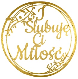 Dekoracje Weselne Koło I Ślubuję Ci Miłość ZŁOTY 30cm Obręcz Ślub Ozdoba Napis