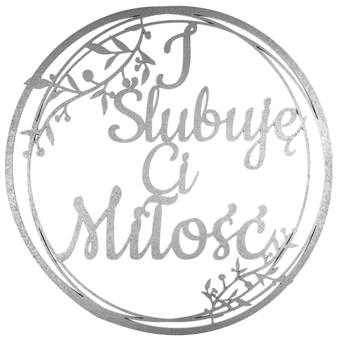 Dekoracje Weselne Koło I Ślubuję Ci Miłość Srebrny 40cm Obręcz Ślub Ozdoba Napis