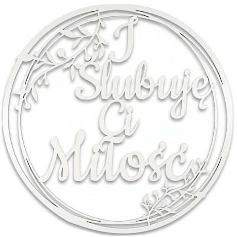 Dekoracje Weselne Koło I Ślubuję Ci Miłość BIAŁY 40cm Obręcz Ślub Ozdoba Napis