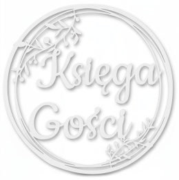 Dekoracje Weselne Koło Księga Gości BIAŁY 40cm Obręcz Ślub Ozdoba Napis