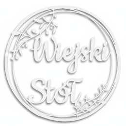 Dekoracje Weselne Koło Wiejski Stół BIAŁY 30cm Obręcz Ślub Ozdoba Napis