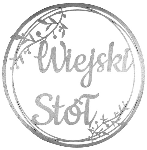 Dekoracje Weselne Koło Wiejski Stół SREBRNY 40cm Obręcz Ślub Ozdoba Napis