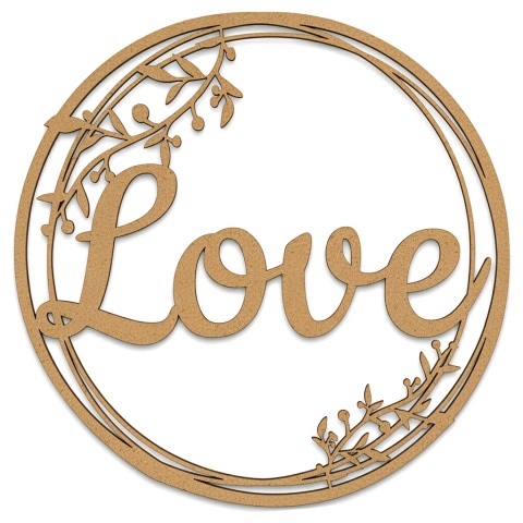 Dekoracje Weselne Napis Love HDF 30cm Obręcz Ślub Ozdoba