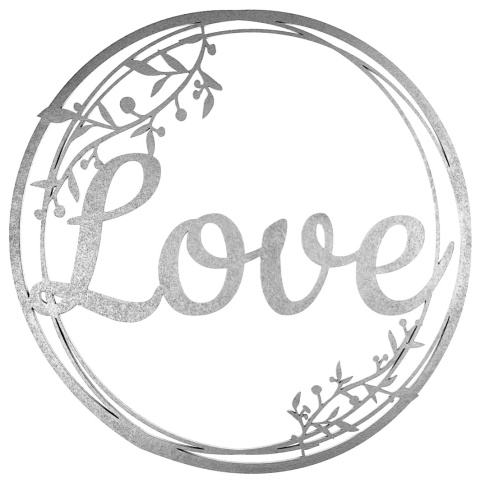 Dekoracje Weselne Napis Love SREBRNY 30cm Obręcz Ślub Ozdoba