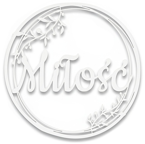 Dekoracje Weselne Napis Miłość BIAŁY 40cm Obręcz Ślub Ozdoba