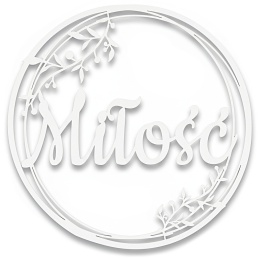 Dekoracje Weselne Napis Miłość BIAŁY 30cm Obręcz Ślub Ozdoba