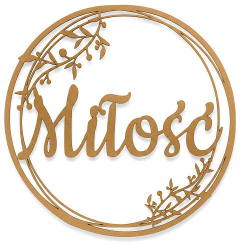 Dekoracje Weselne Napis Miłość HDF 30cm Obręcz Ślub Ozdoba