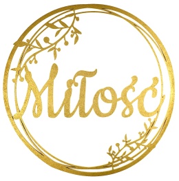 Dekoracje Weselne Napis Miłość ZŁOTY 30cm Obręcz Ślub Ozdoba