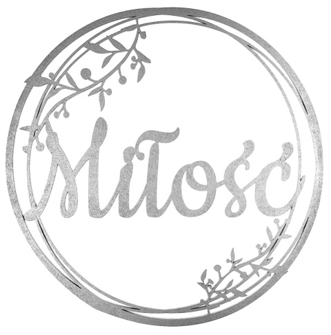 Dekoracje Weselne Napis Miłość SREBRNY 40cm Obręcz Ślub Ozdoba