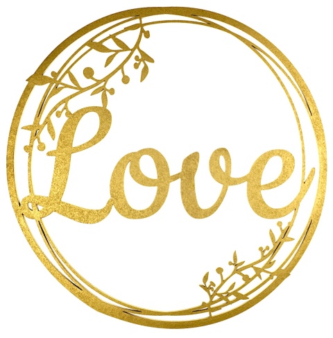 Dekoracje Weselne Napis Love ZŁOTY 40cm Obręcz Ślub Ozdoba