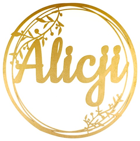 Dekoracje na Chrzest z Imieniem Obręcze 30cm Złote Ozdoby z Gołębiami